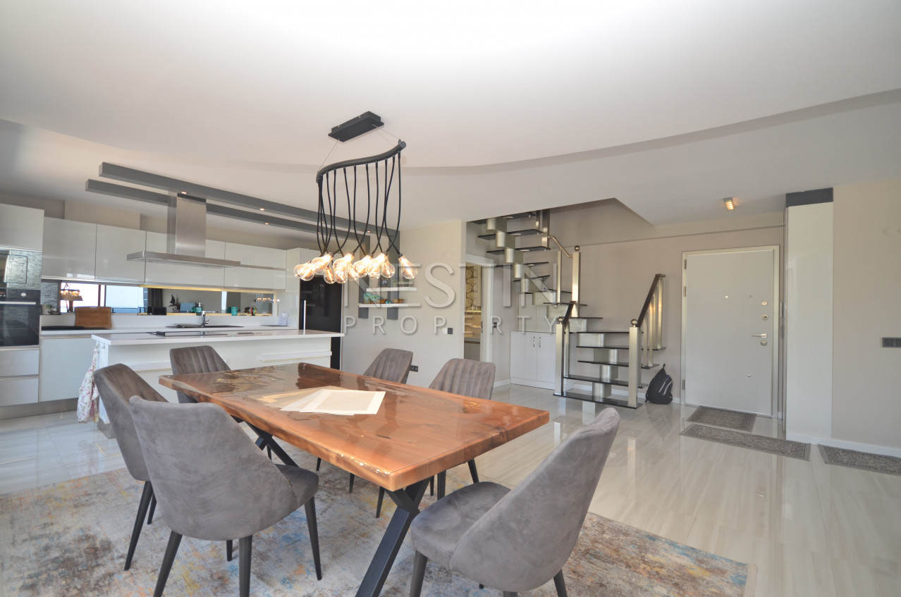 Пентхаус 3+1 с видом на Средиземное море в районе Каргыджак фото 24