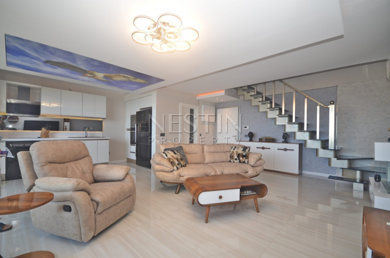 Пентхаус 2+1 с видом на Средиземное море в районе Каргыджак фото 11