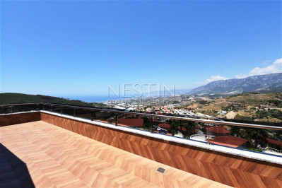 Вилла 4+1 с панорамным видом на море и горы в районе Каргыджак фото 23