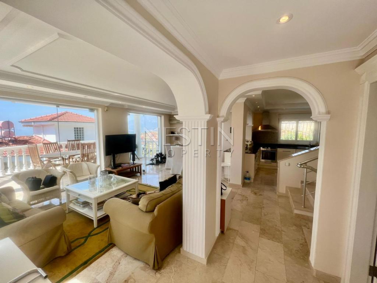 Вилла 3+2 в районе Каргыджак с видом на море и горы в 4,5 км от Средиземного моря фото 11