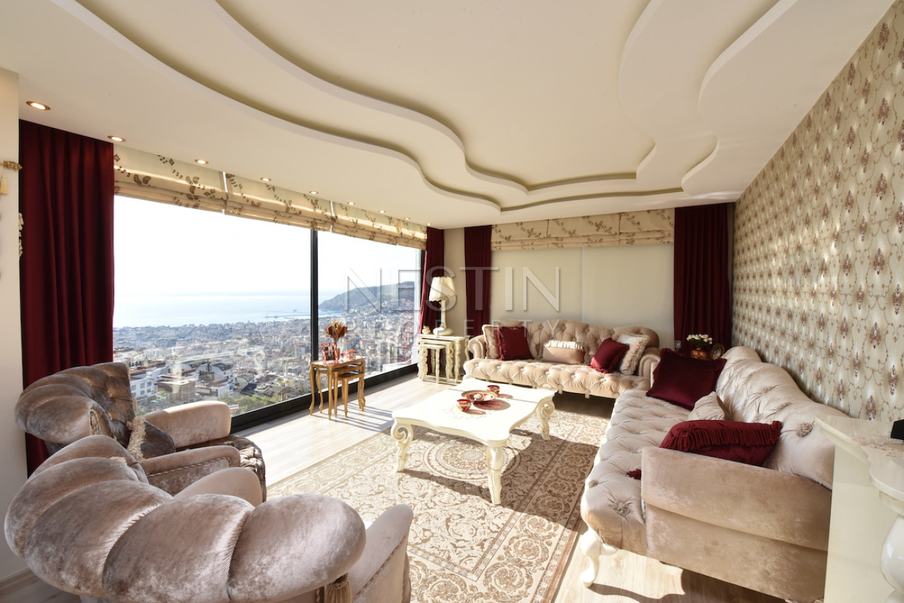 Вилла в районе Бекташ с панорамным видом на море и горы фото 12