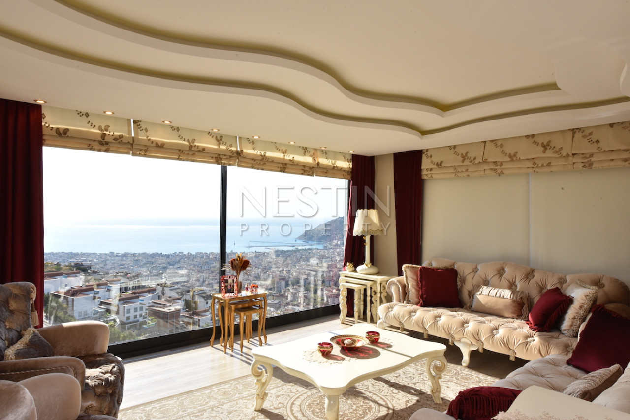 Вилла в районе Бекташ с панорамным видом на море и горы фото 13