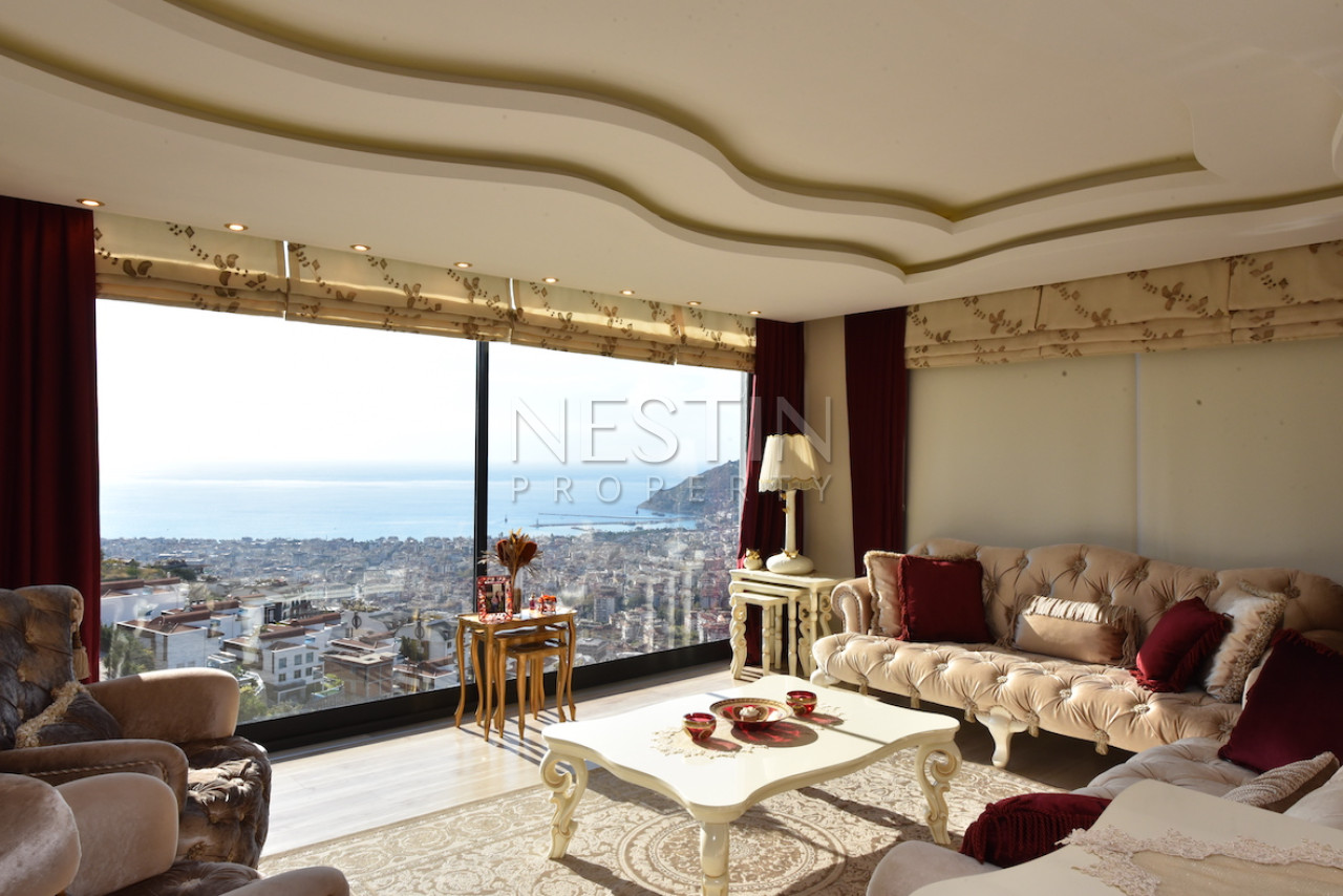 Вилла в районе Бекташ с панорамным видом на море и горы фото 17