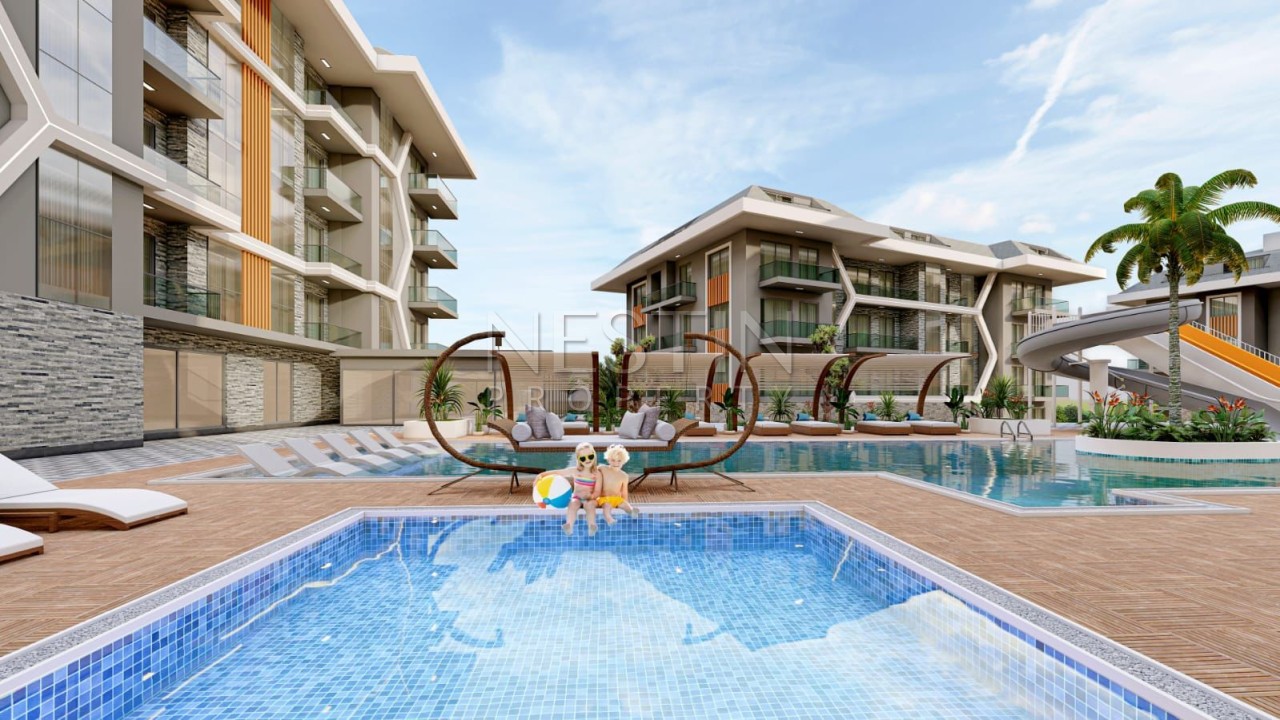 Новый жилой комплекс на стадии строительства в районе Конаклы в 1500 м от Средиземного моря фото 2