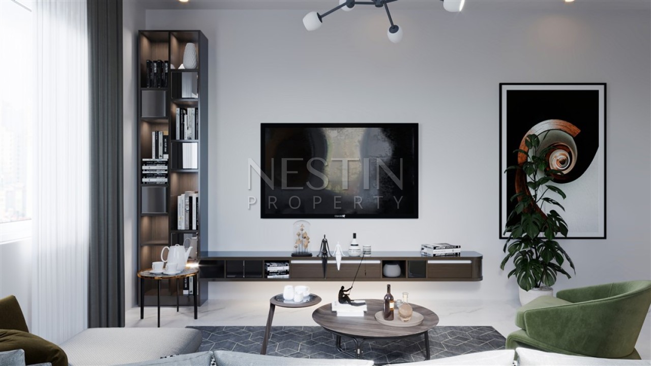 Квартира 1+1 в новом строящимся комплексе в районе Конаклы 850 метрах от моря фото 8