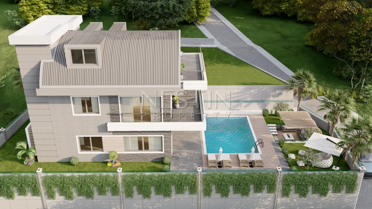 Роскошные виллы в районе Каргыджак на стадии строительства с видом на море фото 8