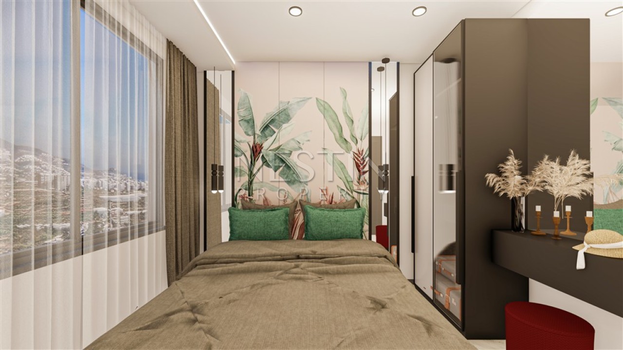 Квартира 1+1 в новом ЖК в стадии строительства в районе Авсаллар в 1000 метрах от Средиземного моря. фото 3