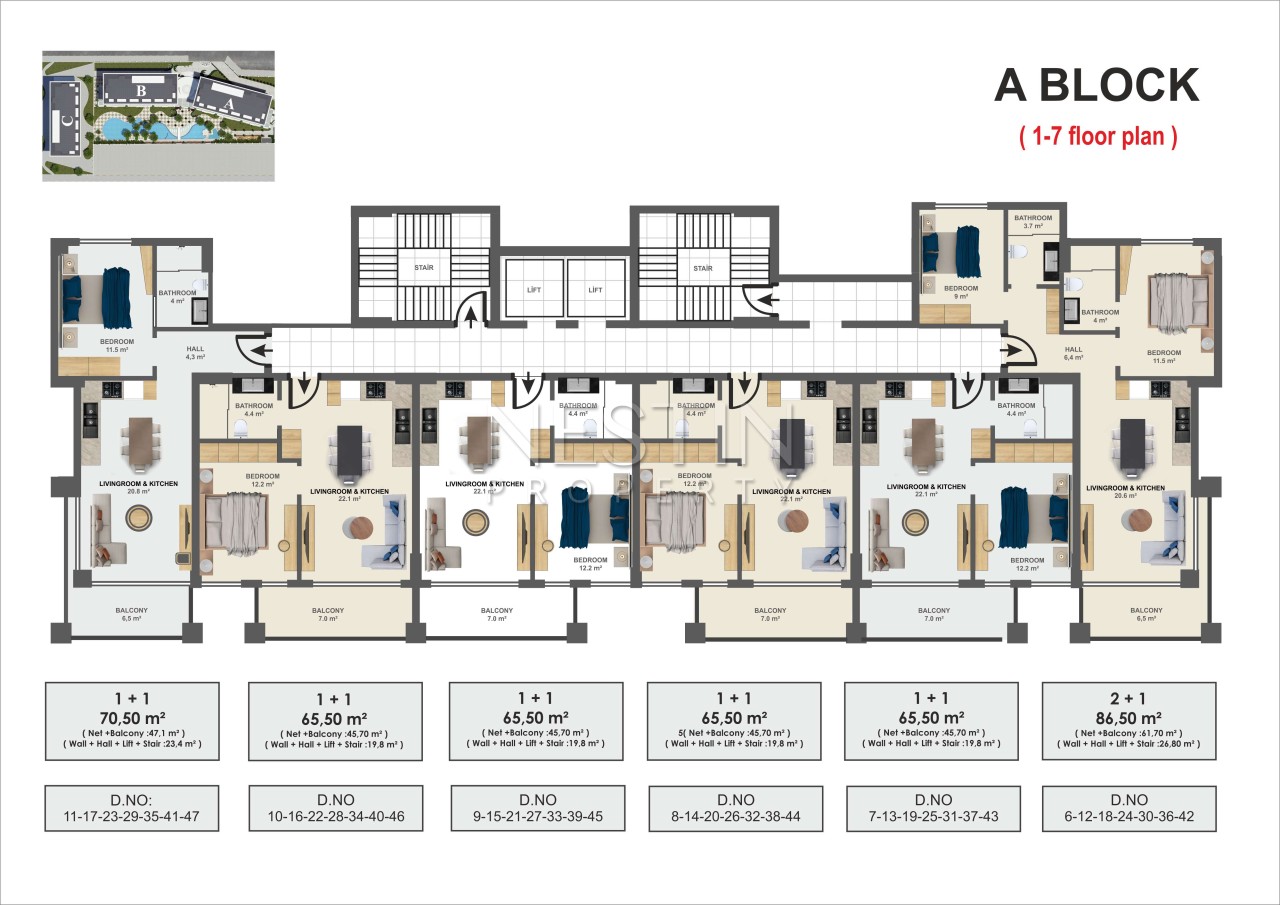 Квартира 1+1 в центре города Аланья на стадии строительства в 850 м от Средиземного моря фото 14
