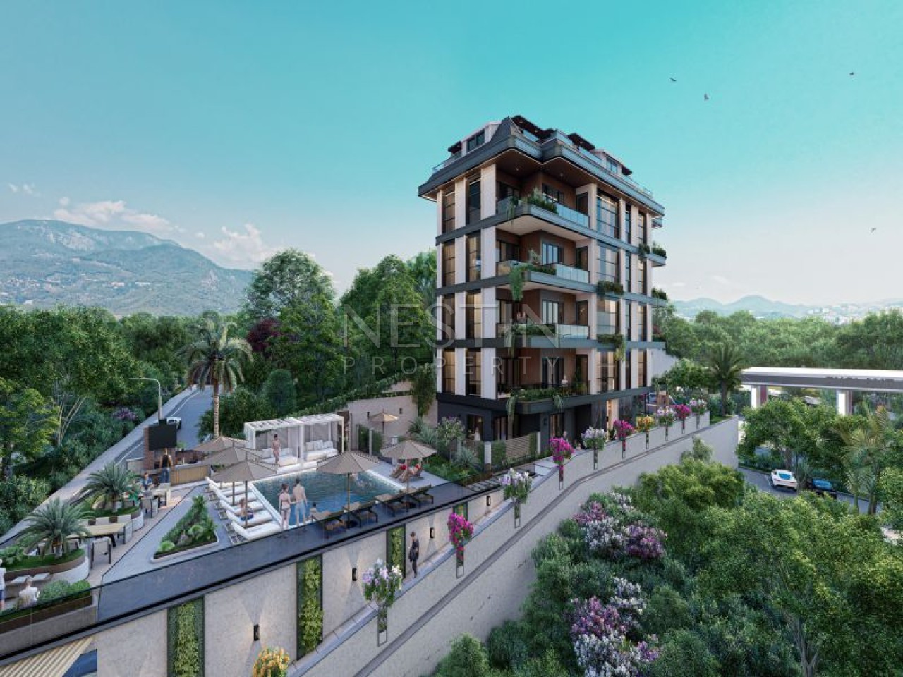 Hовый жилой комплекс на стадии строительства в городе Алания, в районе Кестель в 250 м от Средиземного моря. фото 7