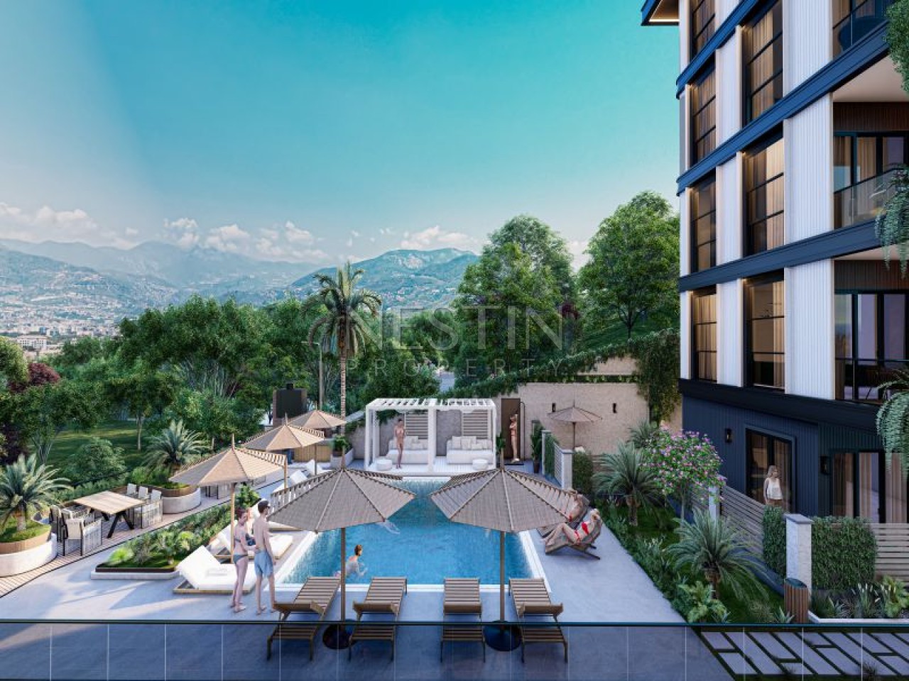 Hовый жилой комплекс на стадии строительства в городе Алания, в районе Кестель в 250 м от Средиземного моря. фото 33