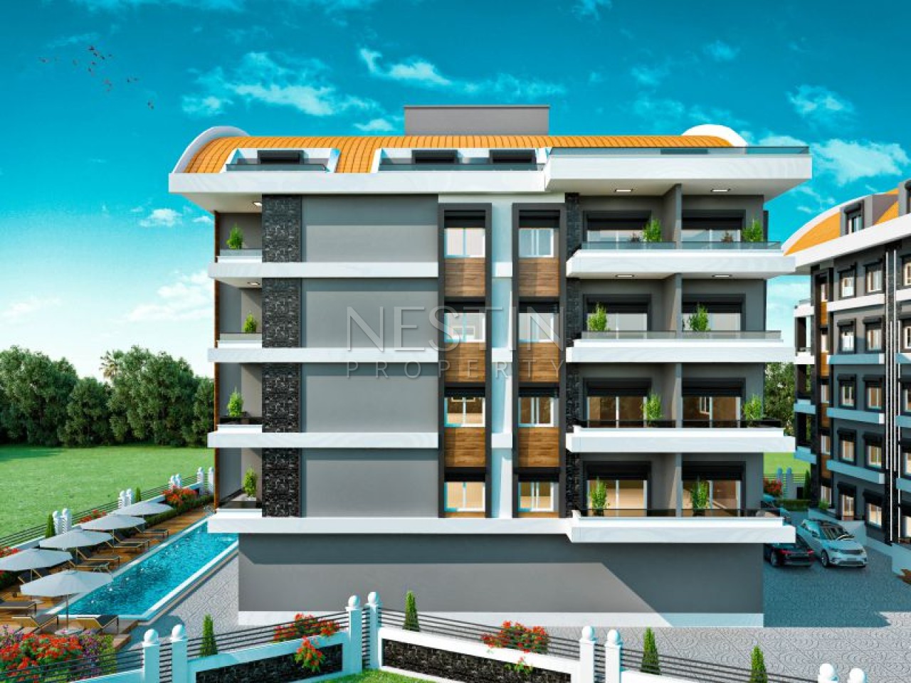 Квартира 1+1, 2+1, 4+1 в районе Паяллар в новом ЖК в 2700 м от Средиземного моря. фото 2