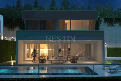 Вилла 4+1 с бассейном на стадии строительства в районе Бекташ с видом на море фото 1