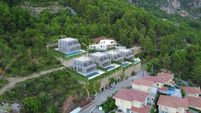 Вилла 4+1 с бассейном на стадии строительства в районе Бекташ с видом на море фото 16