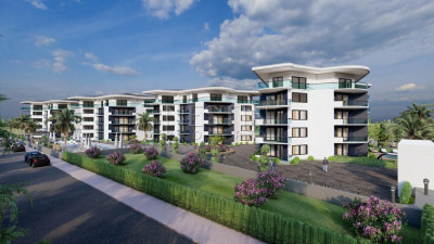 Жилой комплекс на стадии строительства с квартирами с видом на море и горы, в районе Махмутлар фото 3