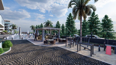 Жилой комплекс на стадии строительства с квартирами с видом на море и горы, в районе Махмутлар фото 14