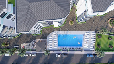 Жилой комплекс на стадии строительства с квартирами с видом на море и горы, в районе Махмутлар фото 15