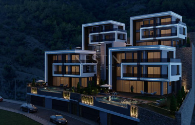 Виллы 5+1 на этапе строительства в районе Тепе с шикарным видом фото 14