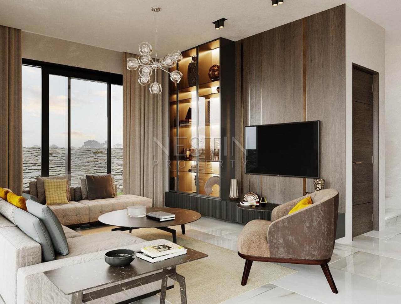 Виллы 5+1 на этапе строительства в районе Тепе с шикарным видом фото 21