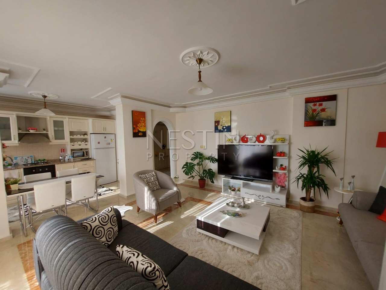 Апартаменты 3+1 с панорамным видом на город и море в районе Махмутлар фото 10