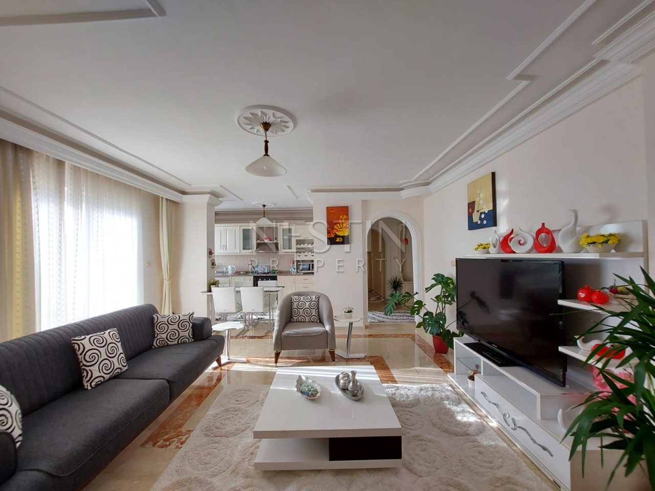 Апартаменты 3+1 с панорамным видом на город и море в районе Махмутлар фото 11