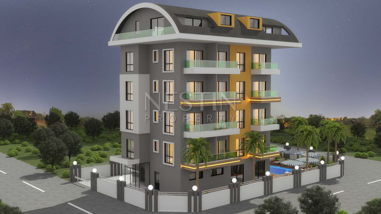 Квартиры 1+1 и 2+1 в новом комплексе на этапе строительства в районе Оба фото 2