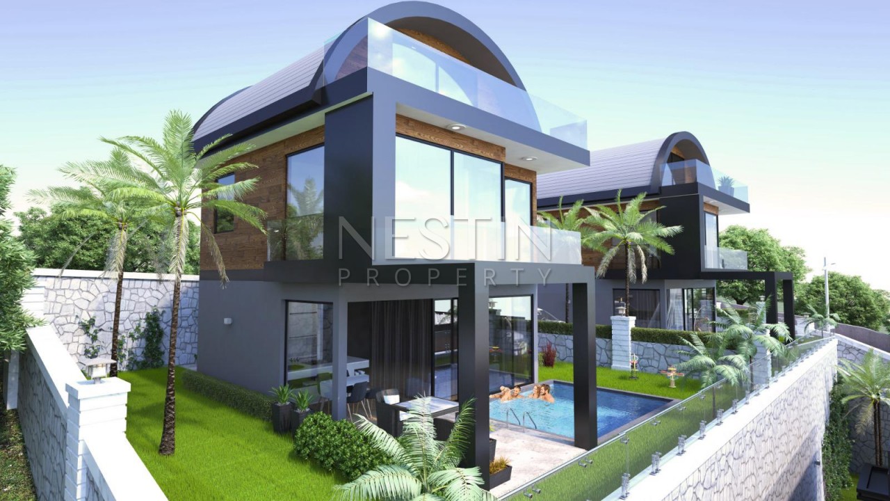 Уникальные виллы 3+1 в районе Бекташ на этапе строительства фото 2