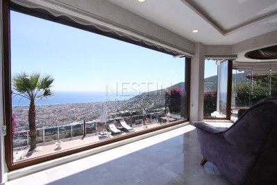 Вилла 3+2 в районе Бекташ с шикарным видом на море и город Аланья фото 30