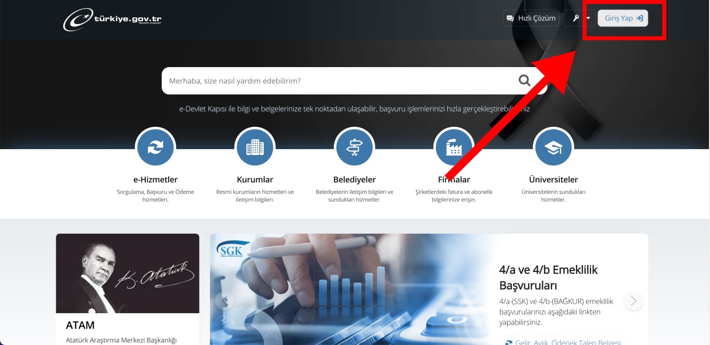 Как перейти на страницу входа в e-Devlet